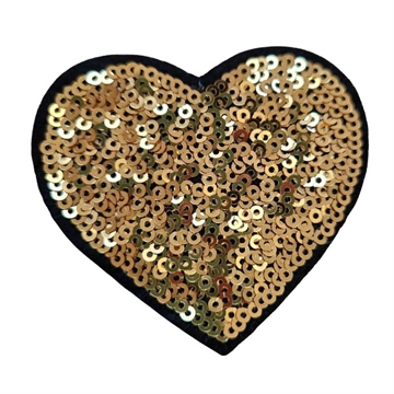 Hjerte guld pailetter 6,5x6 cm